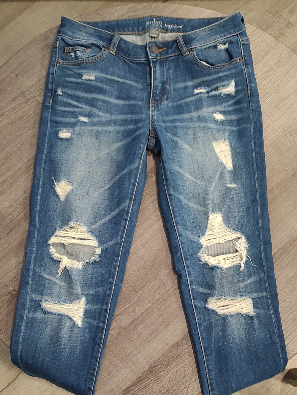 New York & Company Distressed Light Blue Boyfriend Jeans